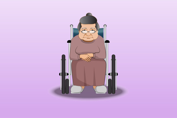 老人和女人坐在轮椅上图片下载