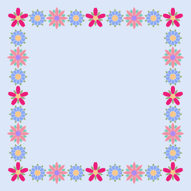 现代花卉框架与彩色美丽的花。可用于贺卡设计。向量EPS10。图片下载