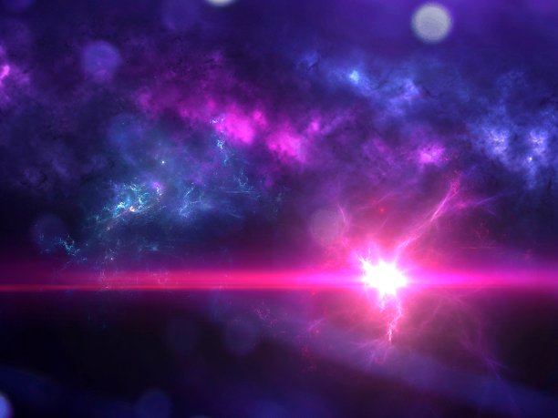 行星，星系，宇宙，星空，银河系，宇宙中的恒星和太空尘埃，长曝光照片，带颗粒。图片下载