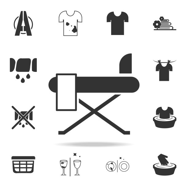 熨衣板图标。详细的洗衣图标集。优质的平面设计。收集图标之一的网站，网页设计，移动应用程序图片下载