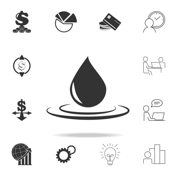 大油滴图标。详细的财务，银行和利润元素图标。优质的平面设计。其中一个收集图标的网站，网页设计图片下载