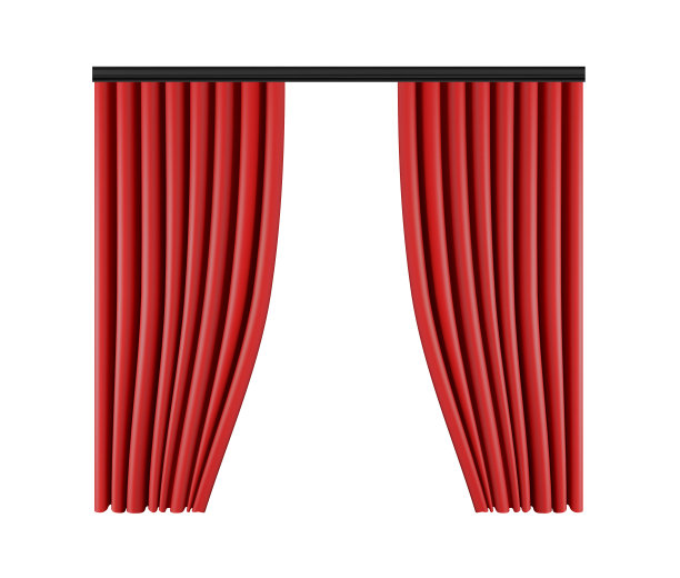 剧院舞台的一套红色窗帘。网格向量插图。图片下载