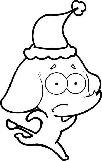 画了一只不确定的大象戴着圣诞老人的帽子逃跑图片下载