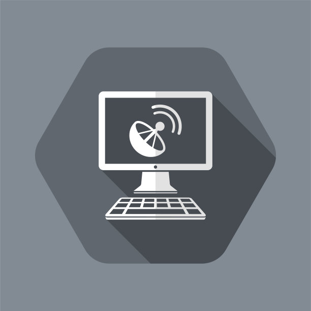 卫星计算机应用-矢量平面图标图片下载