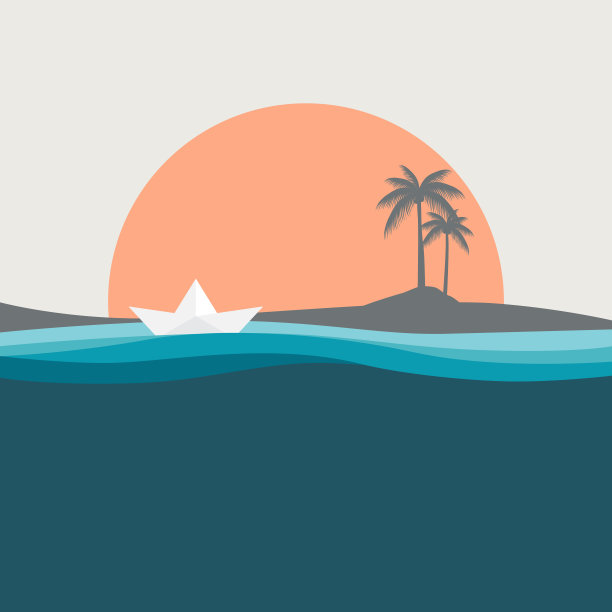 夏日背景有海和纸船图片下载