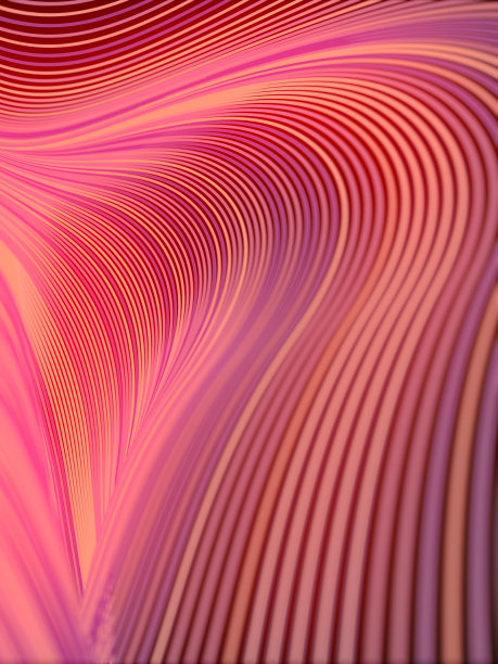 以各种红色线条构成的现代抽象风格。波段几何图案。三维渲染图片下载