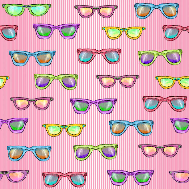 无缝模式与眼镜上的粉红色条纹背景图片下载