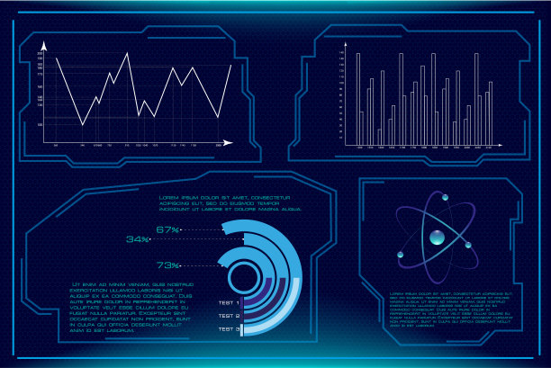 为未来用户界面设置的矢量HUD元素图片下载