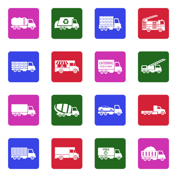 卡车图标。方形的白色平面设计。矢量插图。图片下载