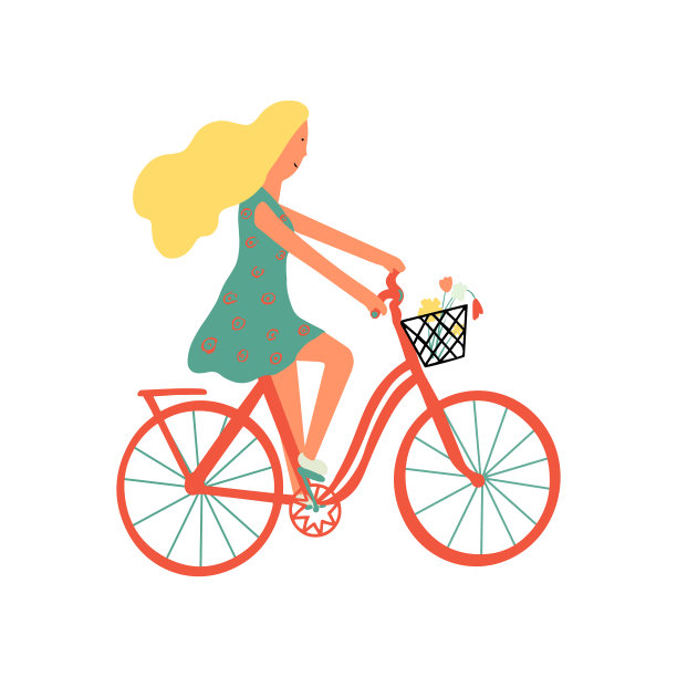 女孩和bycicle图片下载