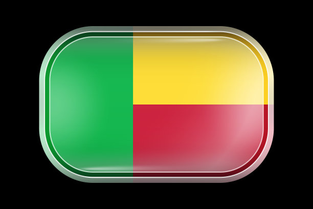 贝宁的旗帜。暗淡的矢量图标。矢量矩形形状与圆角图片下载