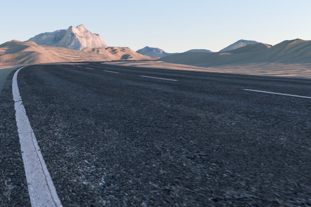 沙漠中起伏的道路，3d渲染。图片下载