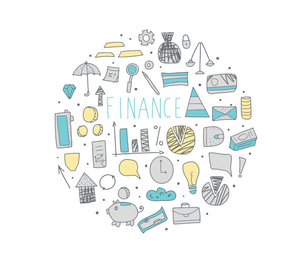 金融元素的集合。矢量插图。图片下载