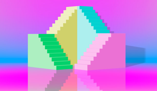 EPS10，绿色的蓝色楼梯，台阶，抽象的背景在拱形柔和的颜色，时尚的讲台，极简主义的场景，原始的建筑对象，设计师元素图片下载