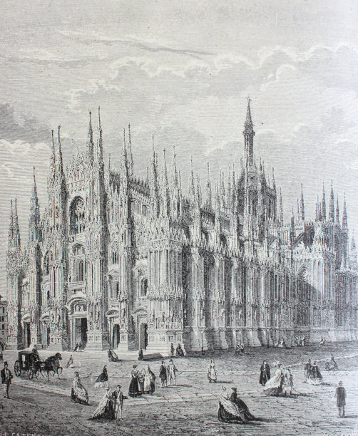 米兰大教堂的古董书图片下载