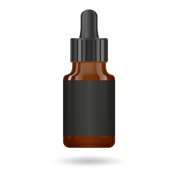 现实精油棕色瓶。模拟了瓶子。化妆品小瓶，烧瓶，烧瓶。医疗银行。带有设计标签的化妆品滴瓶。矢量插图。图片下载