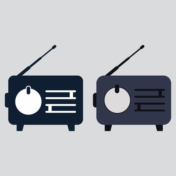 一套2无线电图标。矢量设计标志模板。插图图片下载