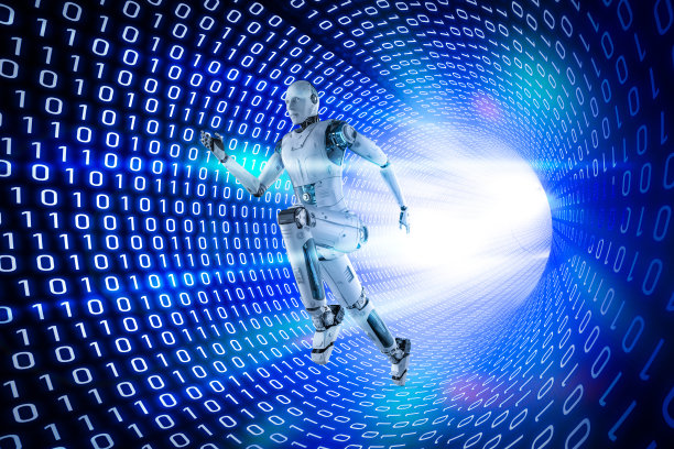 机器人与二进制隧道背景图片下载