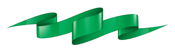 白色背景上的绿丝带。矢量图图片下载