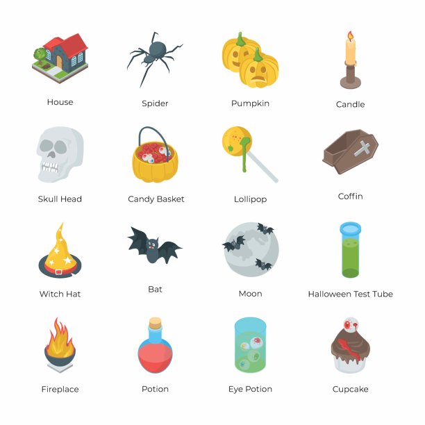 万圣节等距矢量包图片下载