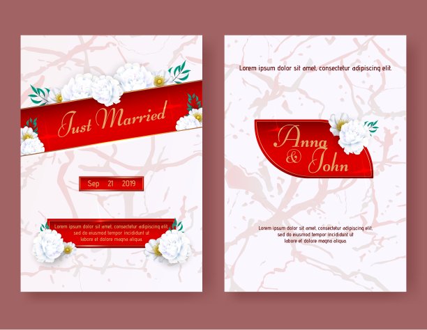 优雅绿叶欢迎婚礼邀请卡图片下载