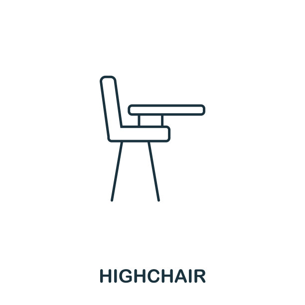 儿童椅子图标轮廓风格。创意薄设计从婴儿用品图标收集。像素完美简单的儿童椅子图标。网页设计，应用程序，软件，打印使用图片下载