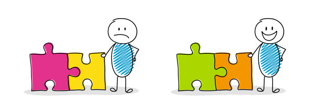 手绘棍与拼图图标-收集。向量图片下载