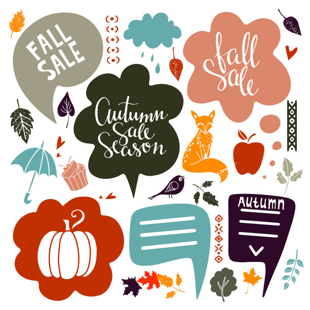 秋季，秋季大甩卖设计元素集图片下载