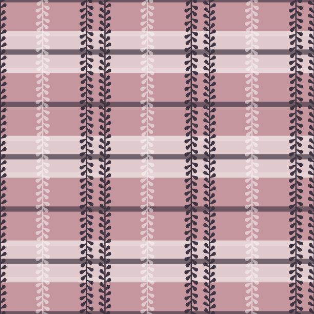 向量民间传说与长春花格子在尘埃粉无缝模式背景。图片下载