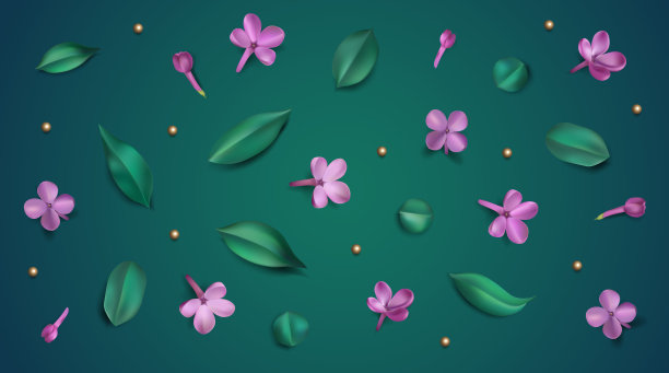 绿色的春天背景与紫色模糊的花瓣图片下载