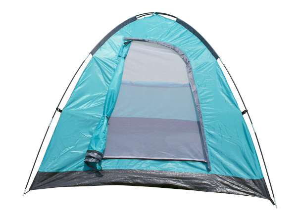 单色帐篷，可在白色背景下容纳2人的露营帐篷。图片下载