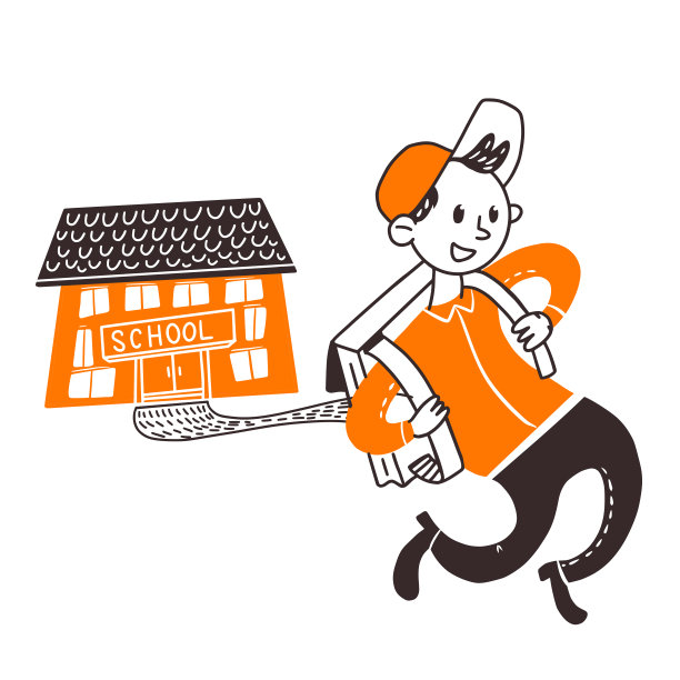 快乐的男孩背着背包跑图片下载