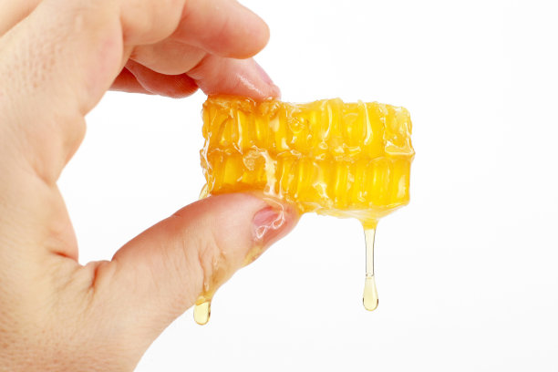 用手指在白色背景上滴下蜂巢图片下载