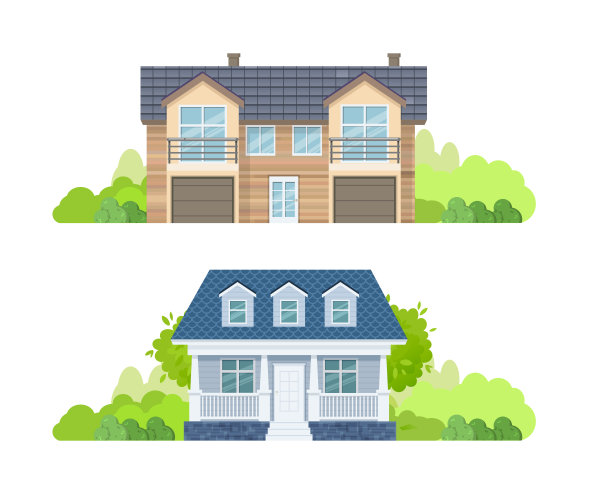 色彩缤纷的乡村别墅、度假别墅、别墅、酒店和招待所。图片下载