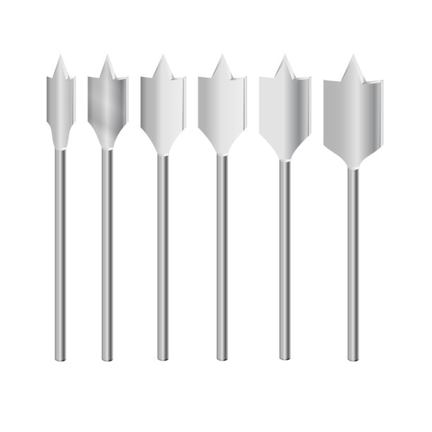 现实的3d详细的金属钻头为木材钻头设置工具的建筑工作，钻孔。图片下载