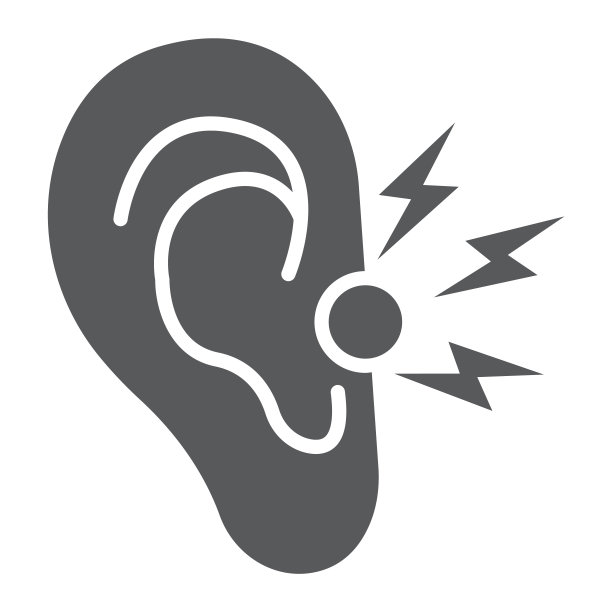 耳朵疼痛符号、身体疼痛符号、耳朵疼痛符号、矢量图形、白色背景上的立体图案。图片下载