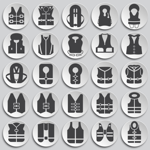 救生衣图标设置在平面和网页设计的板块背景上。简单的说明。网站按钮或手机应用的互联网概念符号。图片下载