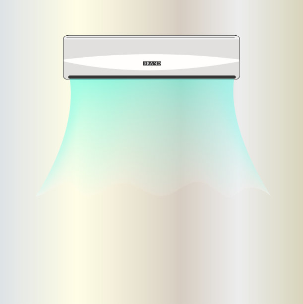 新鲜卫生的空气被放置在灰色背景墙上的分体式空调冲洗出来图片下载