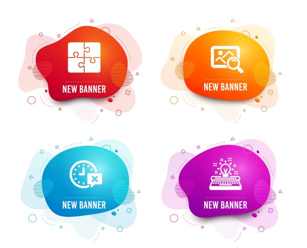 拼图，搜索照片和时间图标。打字机的迹象。工程策略，找到图像，解除警报。向量图片下载