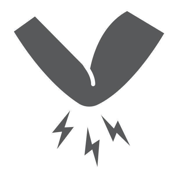 肘部疼痛符号，身体和伤害，手臂疼痛符号，矢量图形，白色背景上的固体图案。图片下载