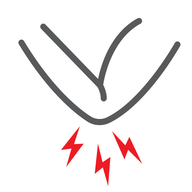 肘部疼痛线图标，身体和伤害，手臂疼痛标志，矢量图形，白色背景上的线性模式。图片下载