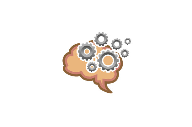 创意大脑齿轮头脑符号标志设计插图图片下载