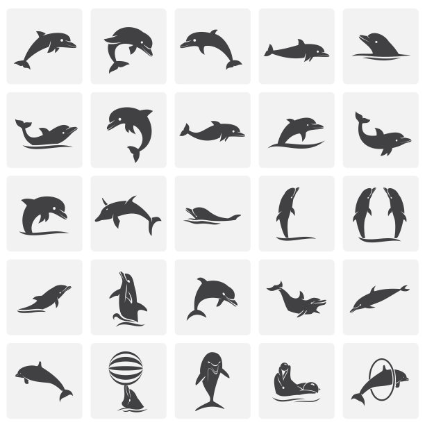 海豚图标设置在图形和网页设计的背景。简单的说明。网站按钮或手机应用的互联网概念符号。图片下载