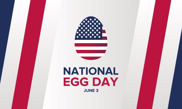 国家蛋的一天。美国的一个节日，每年6月庆祝。有趣的事件。可爱的蛋设计。食品的概念。海报、卡片、横幅和背景。矢量图图片下载