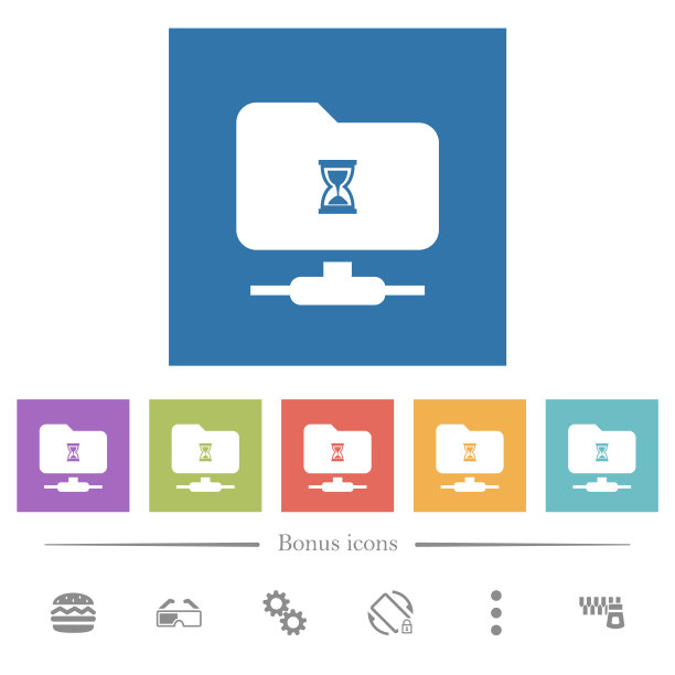 FTP繁忙的平面白色图标在方形背景图片下载