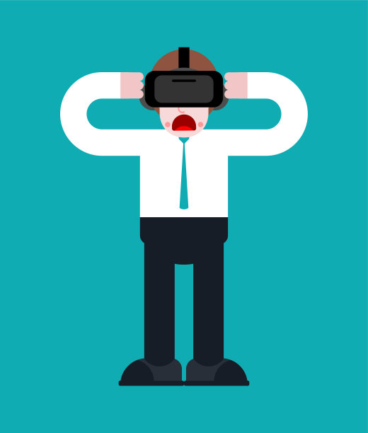 戴着虚拟现实眼镜的男人。惊讶和震惊图片下载