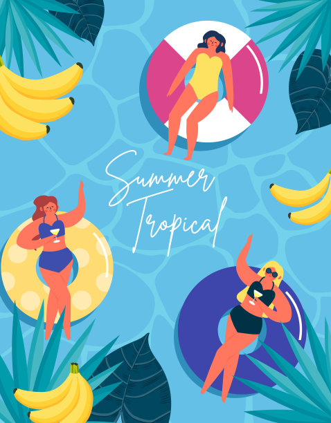 夏季海滩矢量插画图片下载