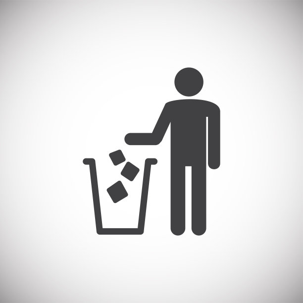 垃圾相关图标的背景图形和网页设计。简单的说明。网站按钮或手机应用的互联网概念符号。图片下载