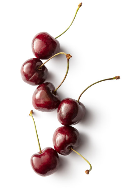 水果:白色背景下分离的樱桃图片下载
