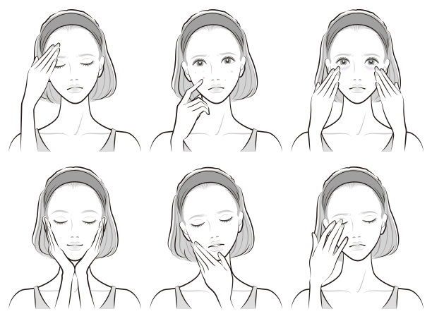 一个女人做皮肤护理的插图图片下载